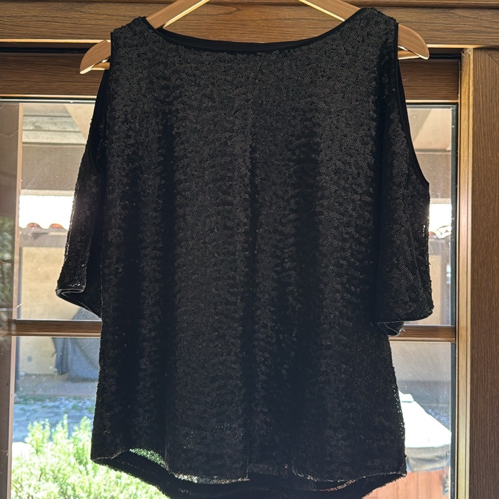 Black Sequin off the Shoulder Top